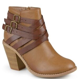 Journee Collection Strap Women's Tan Ankle Boots